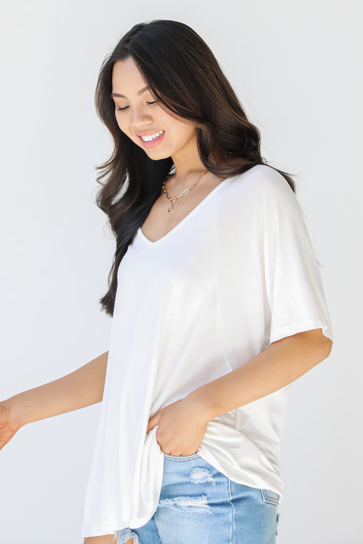 Jersey Knit Tee in ivory side view