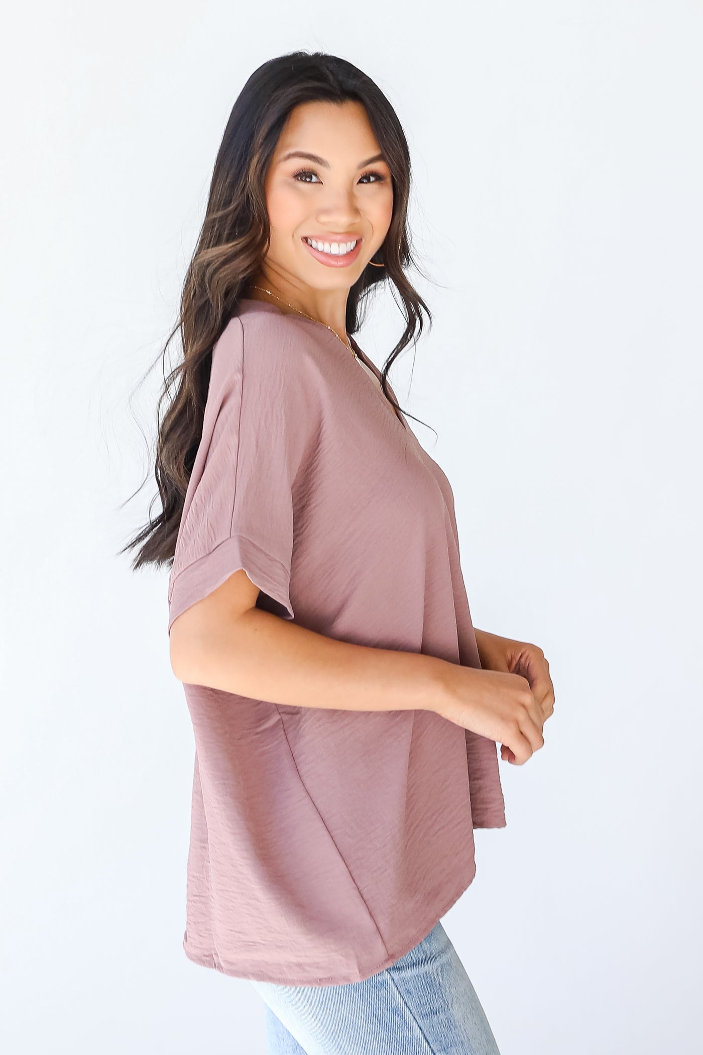 Blouse in lavender side view