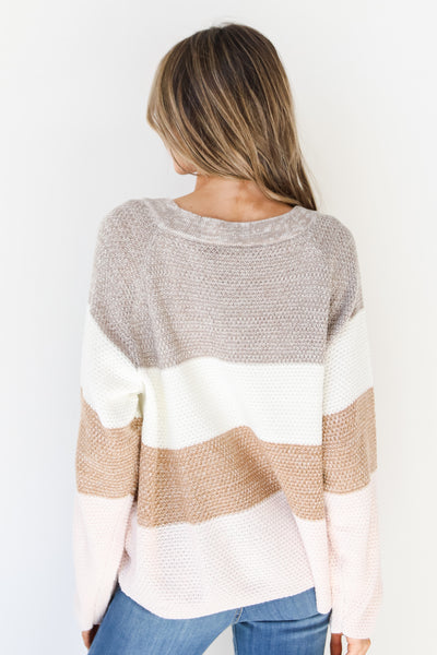 Striped Henley Sweater back view