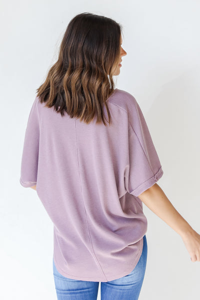 Waffle Knit Top in lavender back view