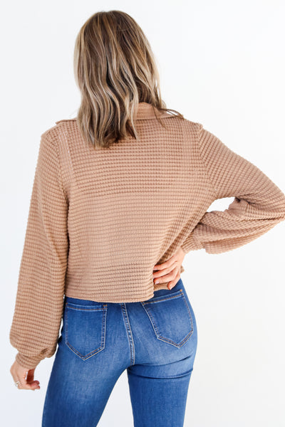 Waffle Knit Tie-Front Top back view