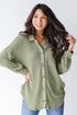 green waffle knit top