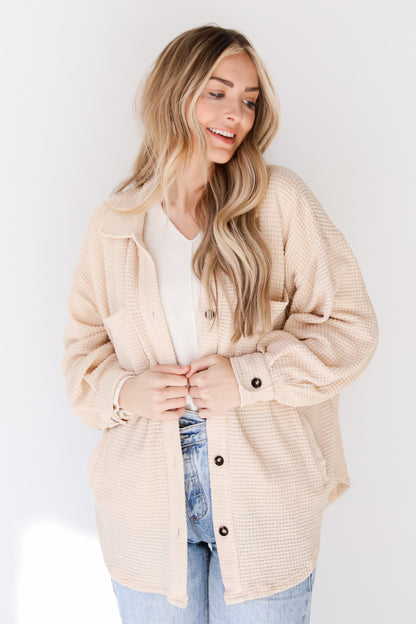 Waffle Knit Shacket front view