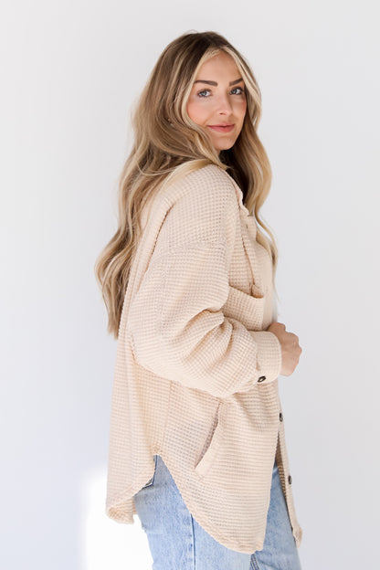 Waffle Knit Shacket side view