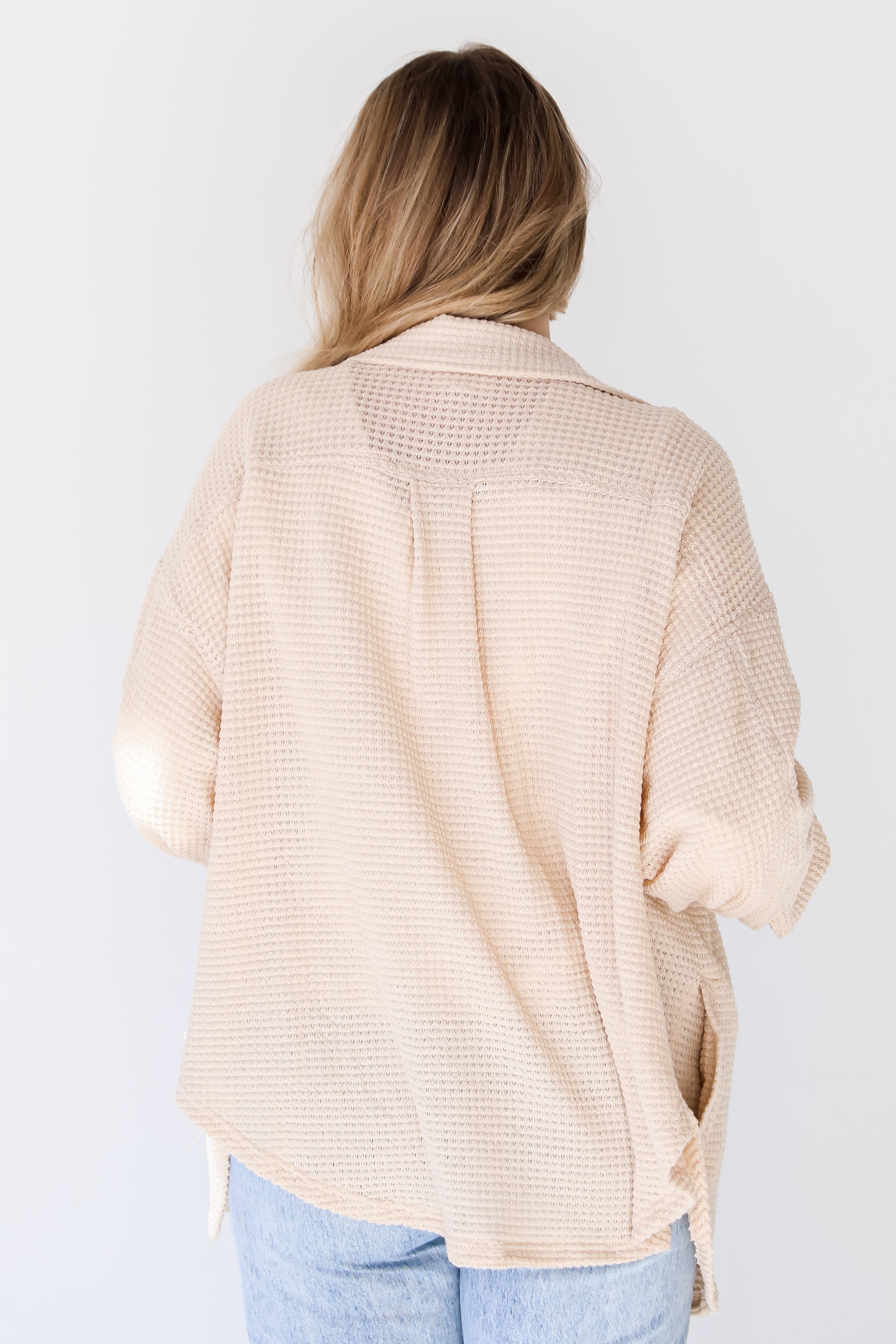 Waffle Knit Shacket back view