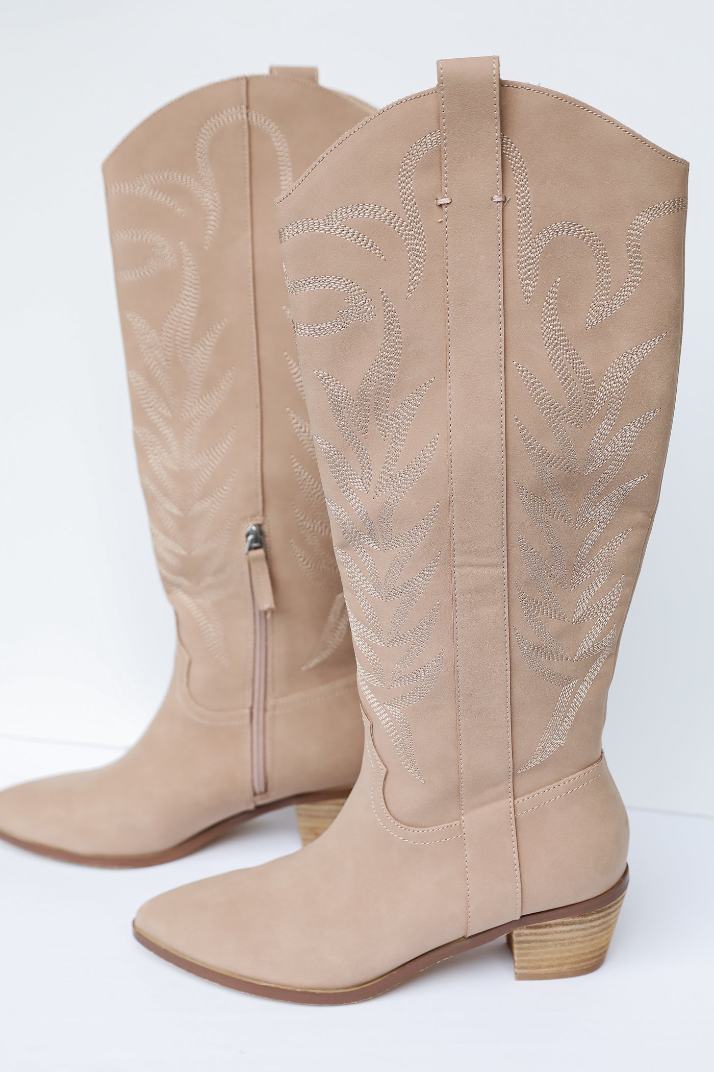 nude Western Knee High Boots side view