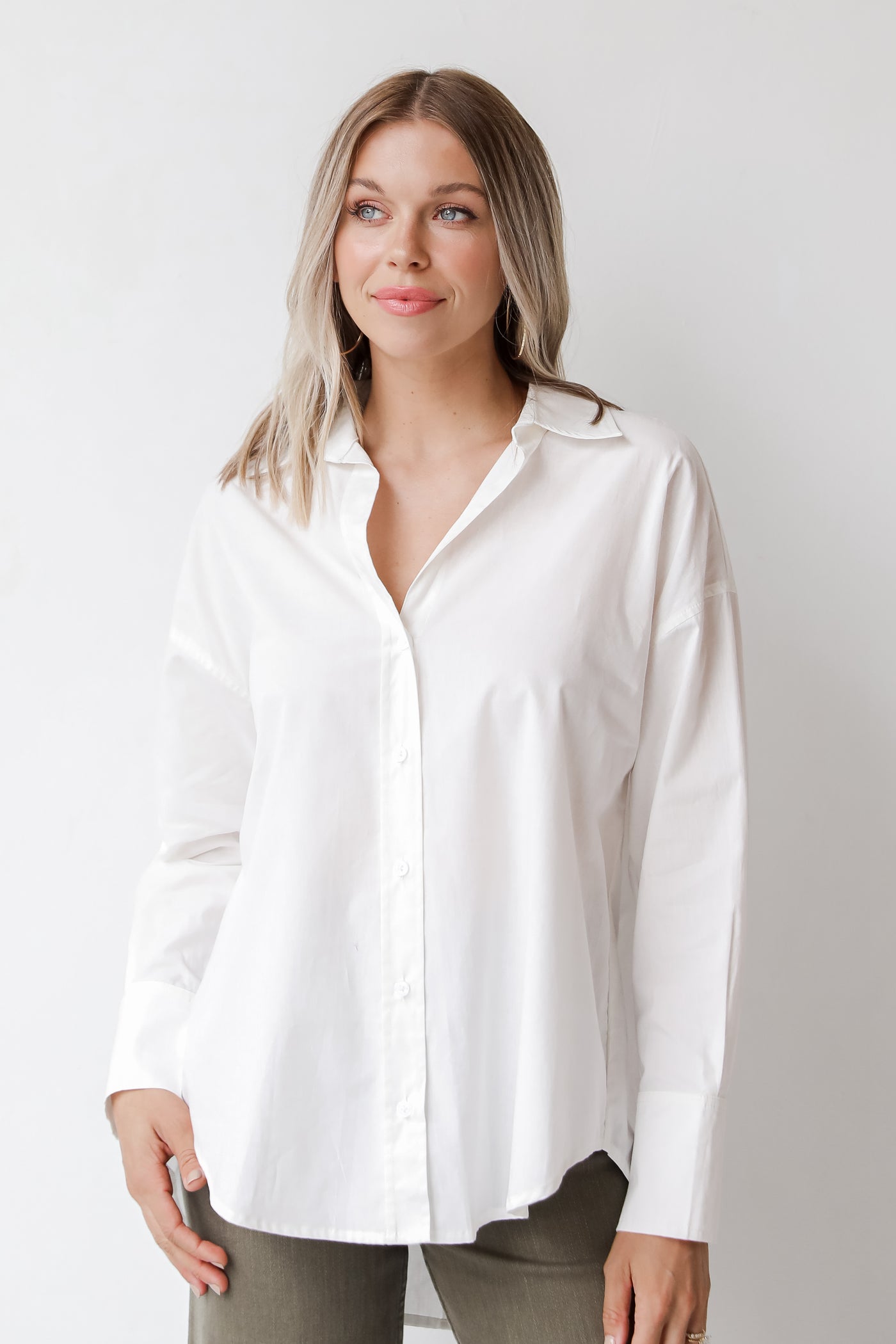 womens white button up blouse
