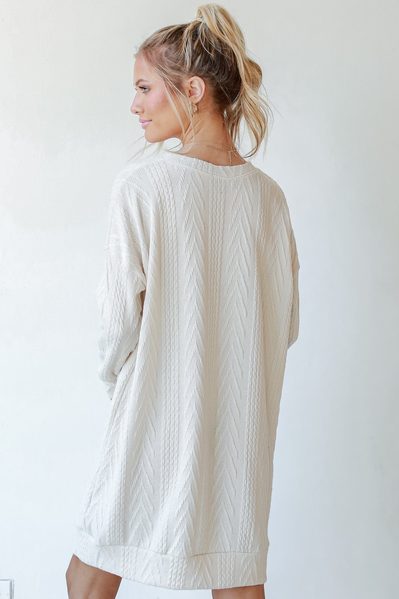 Cable Knit Sweater Dress back view