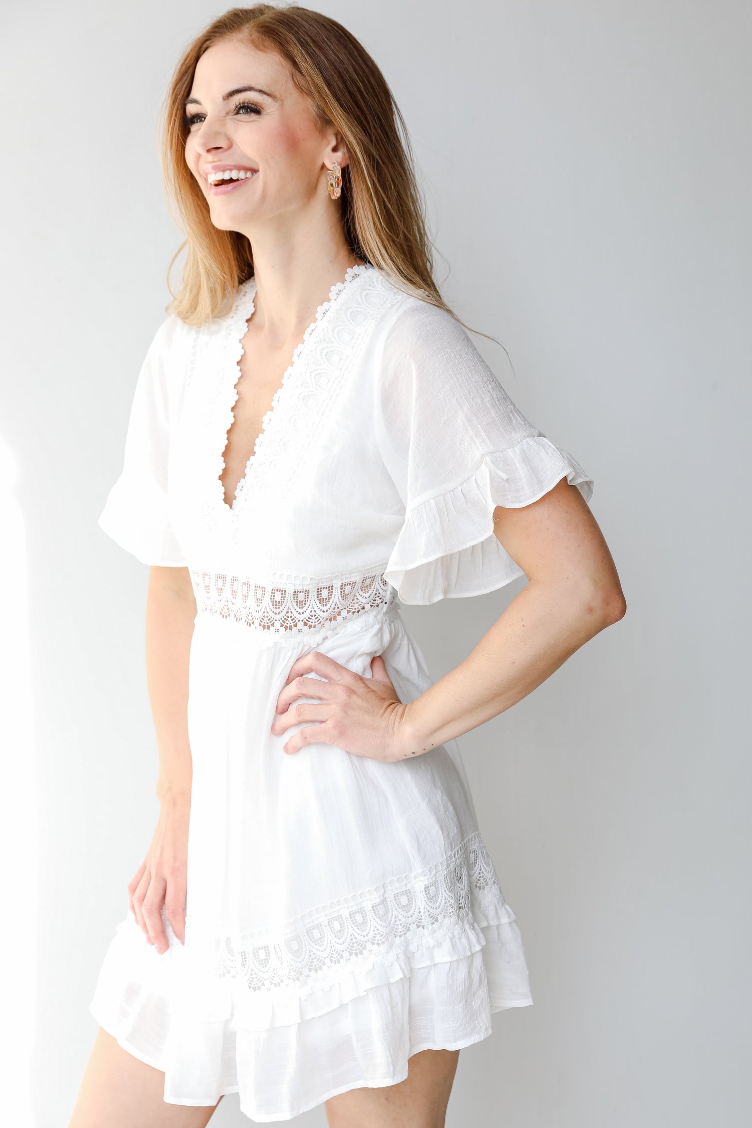 Crochet Lace Mini Dress side view