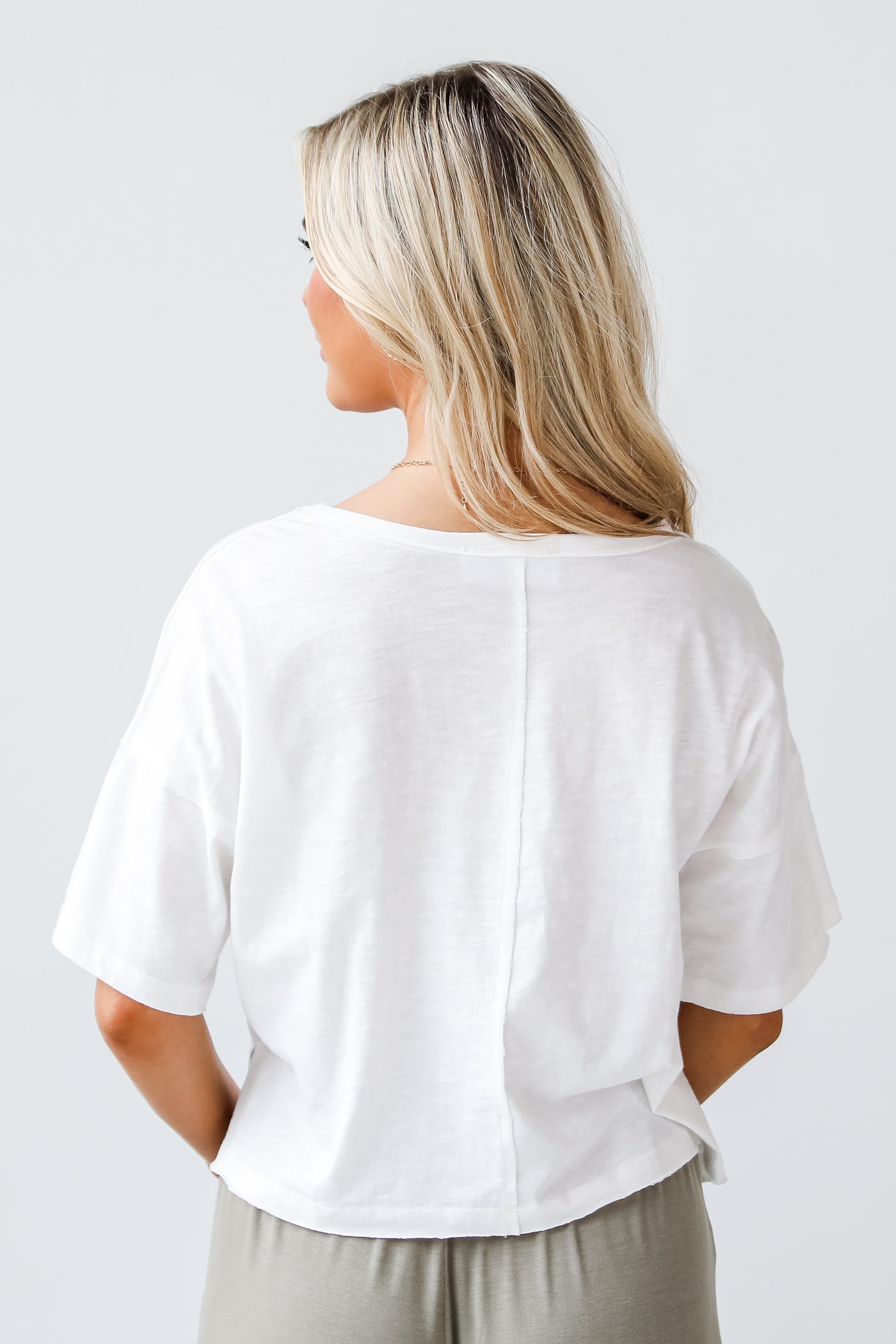 white Cropped Tee back view