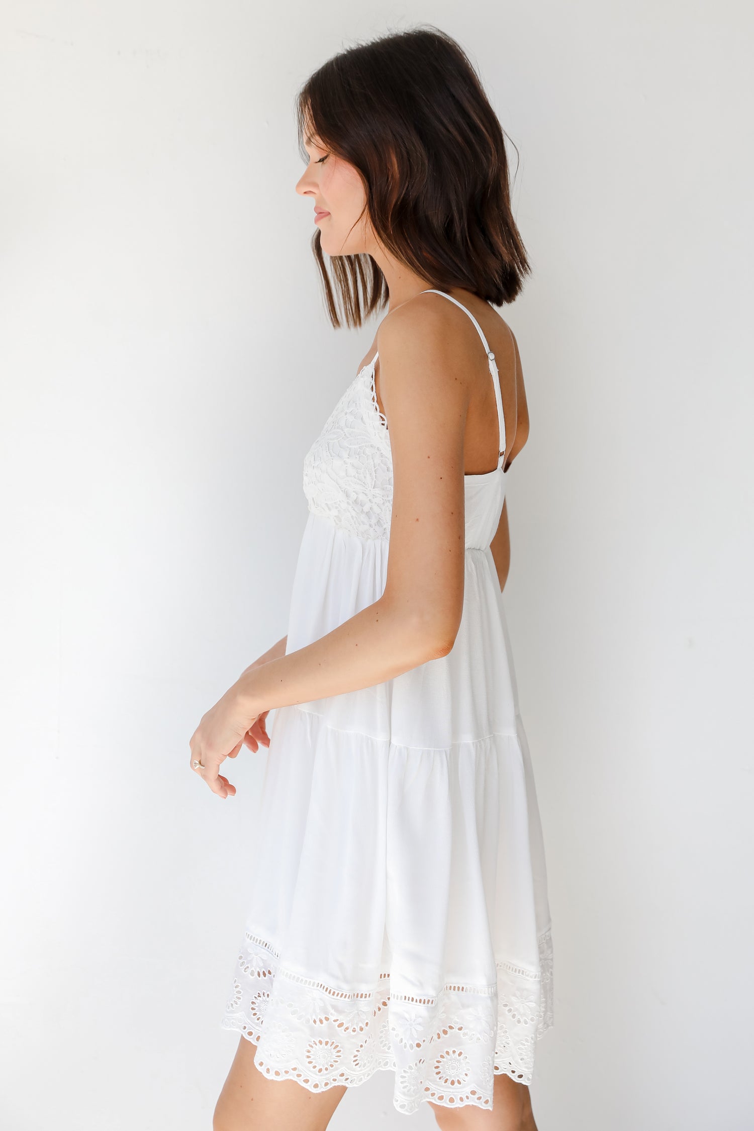 Crochet Eyelet Mini Dress side view