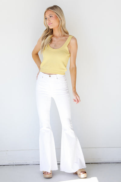 White Flare Jeans front view