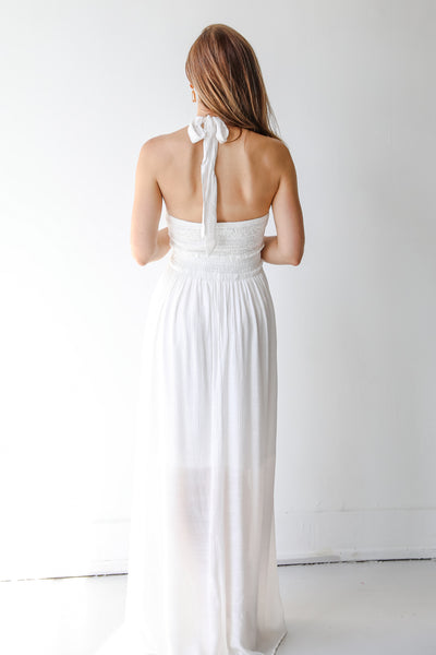Halter Maxi Dress in ivory back view