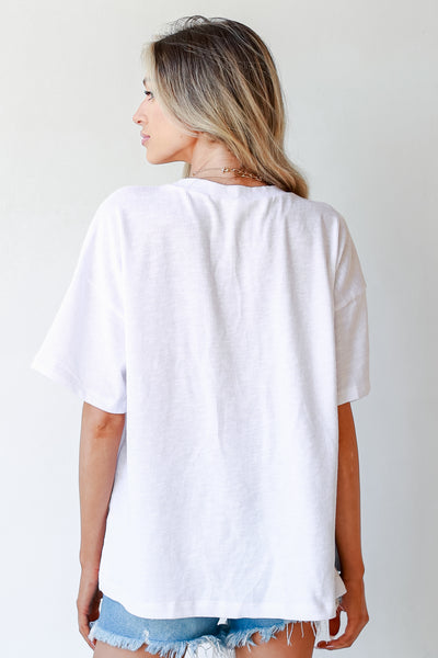 Ribbed Tee in white back view