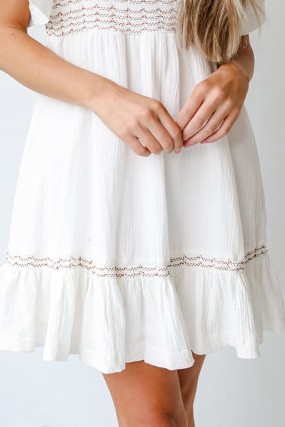 Smocked Mini Dress close up