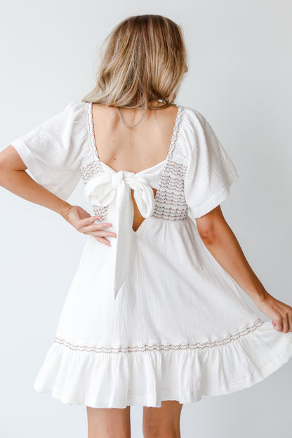 Smocked Mini Dress back view