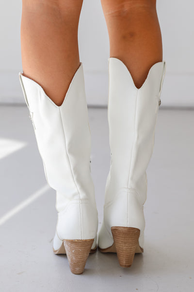 white Western Star Boots back view