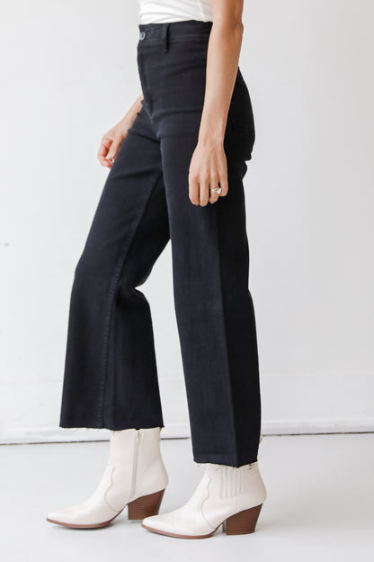 black straight leg jeans side view