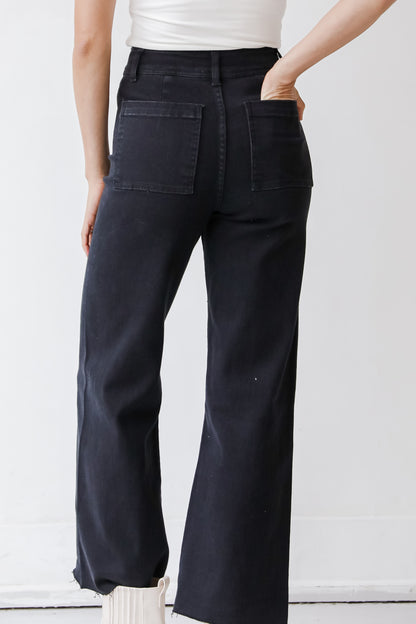 black straight leg jeans back view