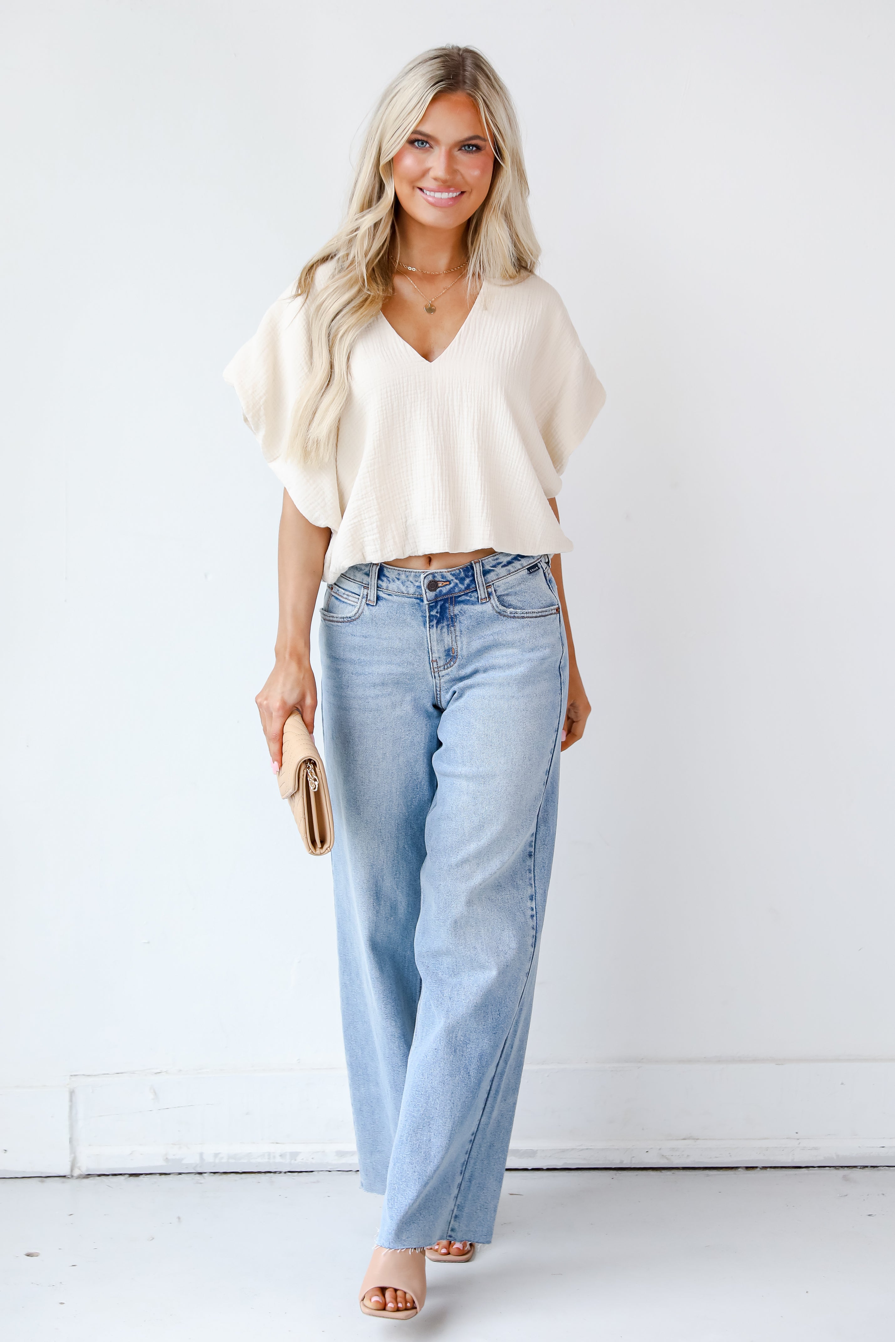 Wide Leg Jeans on model