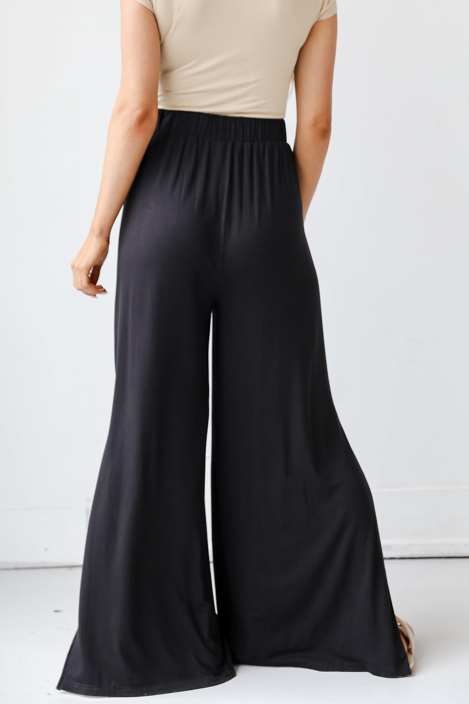 black Wide Leg Pants back view
