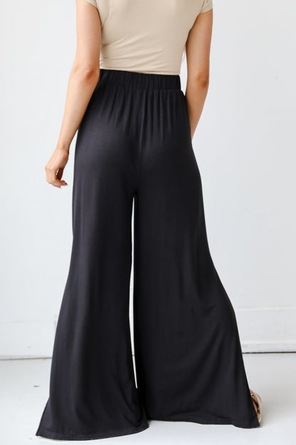 black Wide Leg Pants back view