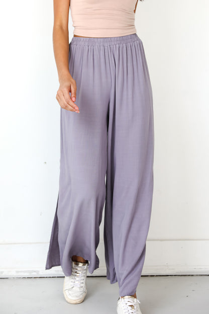 purple Wide Leg Pants front view