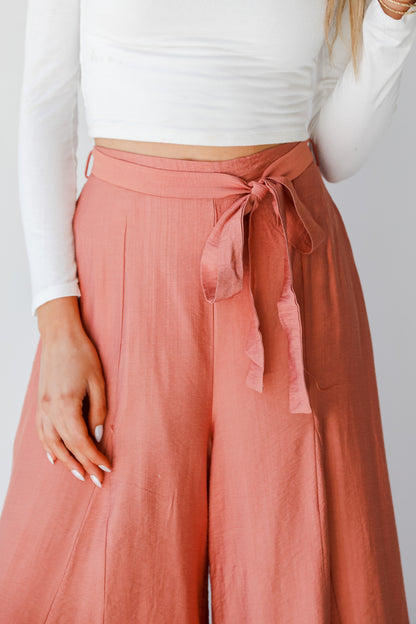 rust Wide Leg Pants close up