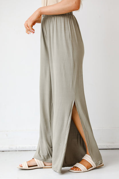 green Wide Leg Pants side view