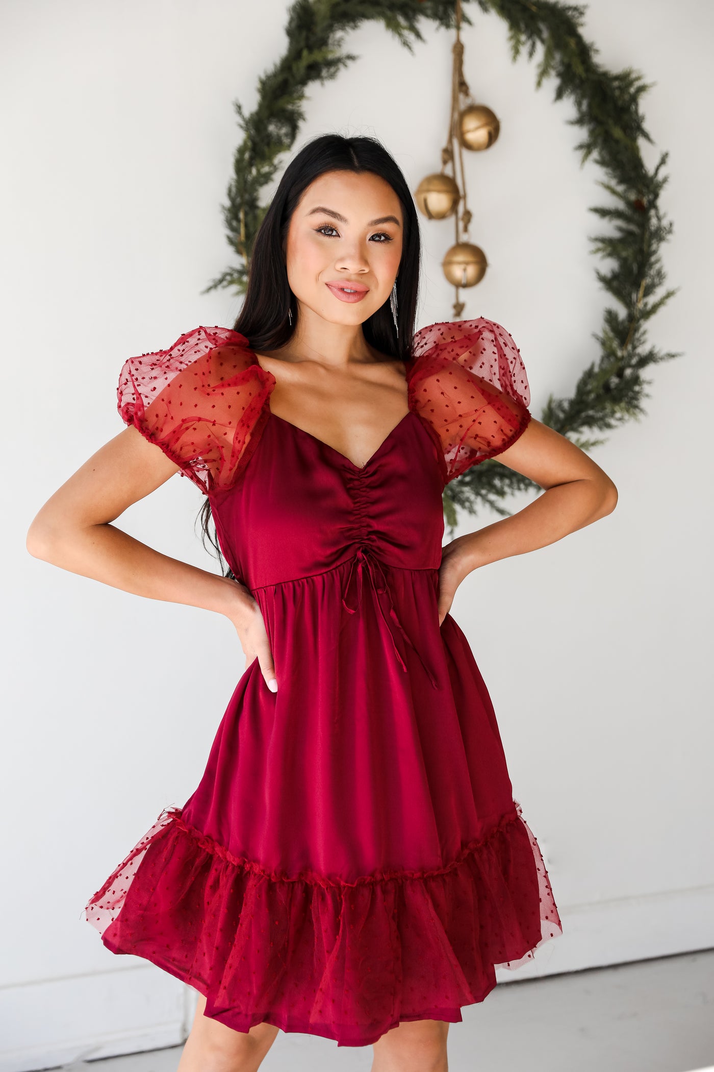 red Mini Dress on dress up model