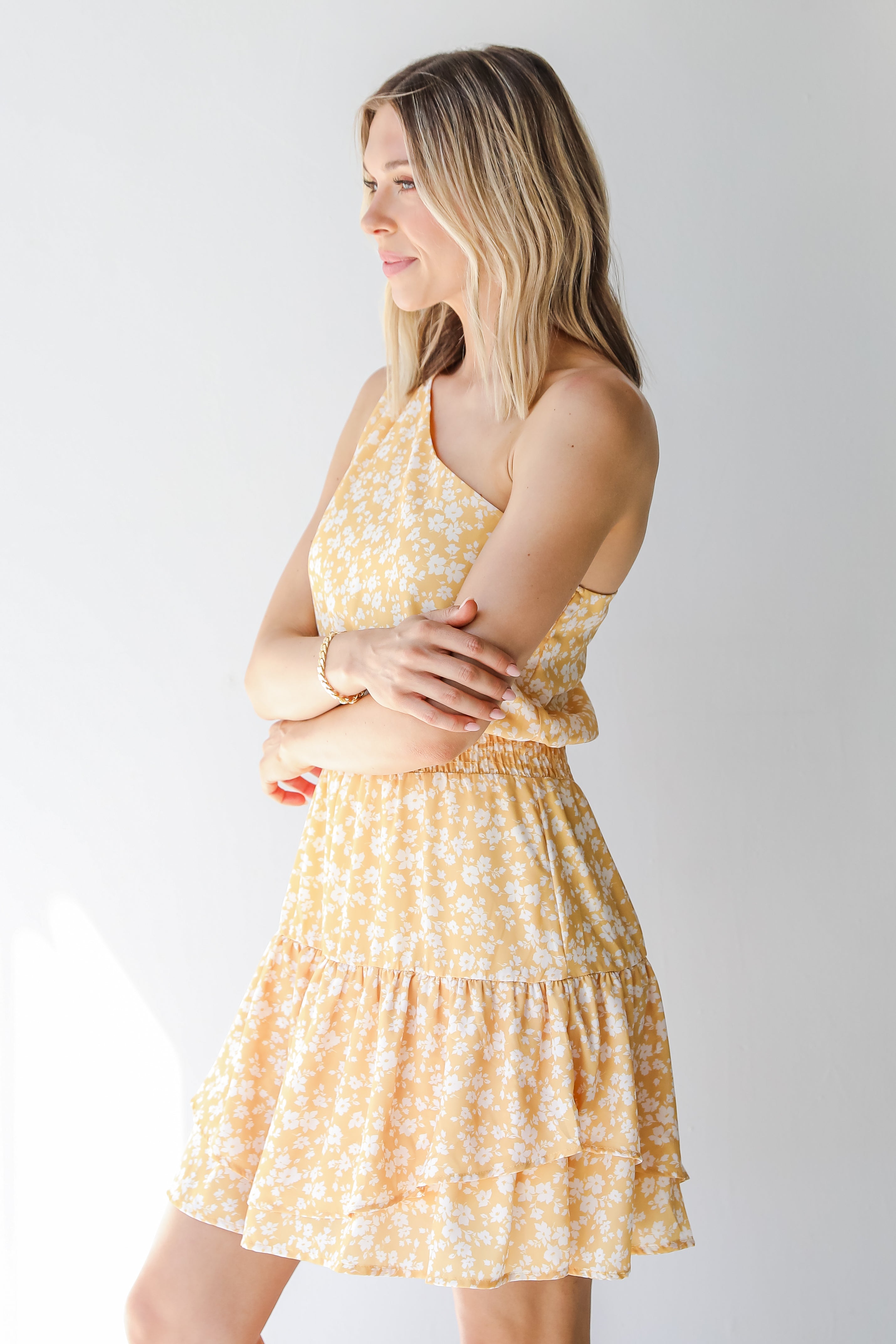 Floral One-Shoulder Mini Dress side view