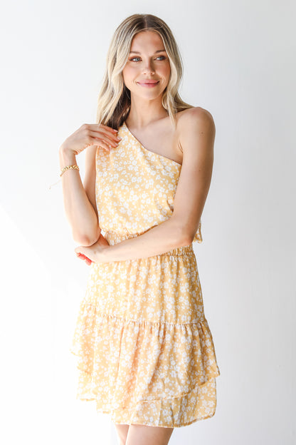 Floral One-Shoulder Mini Dress from dress up