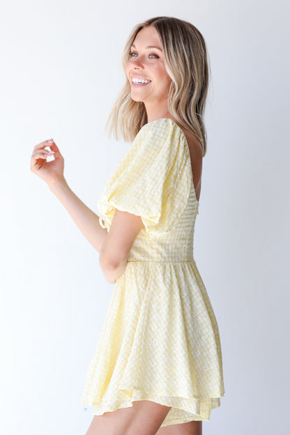 Daisy Gingham Romper side view