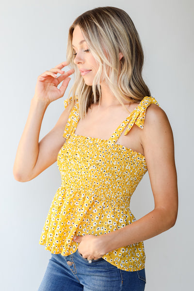 Smocked Floral Tank side view