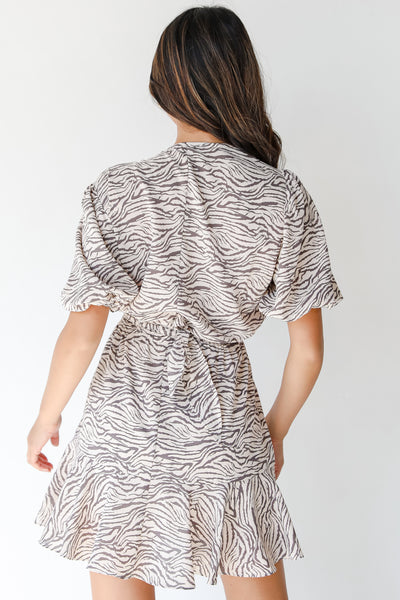 back view of a zebra print dress