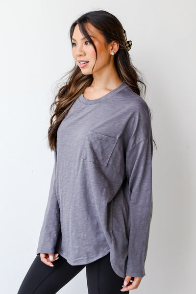 grey Knit Top side view