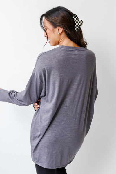 grey Knit Top back view