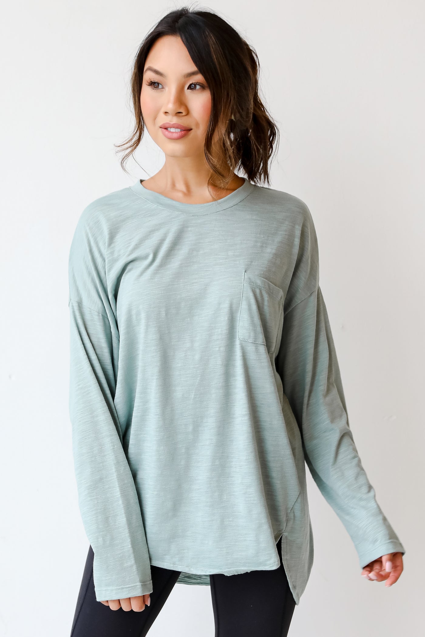 sage Knit Top front view