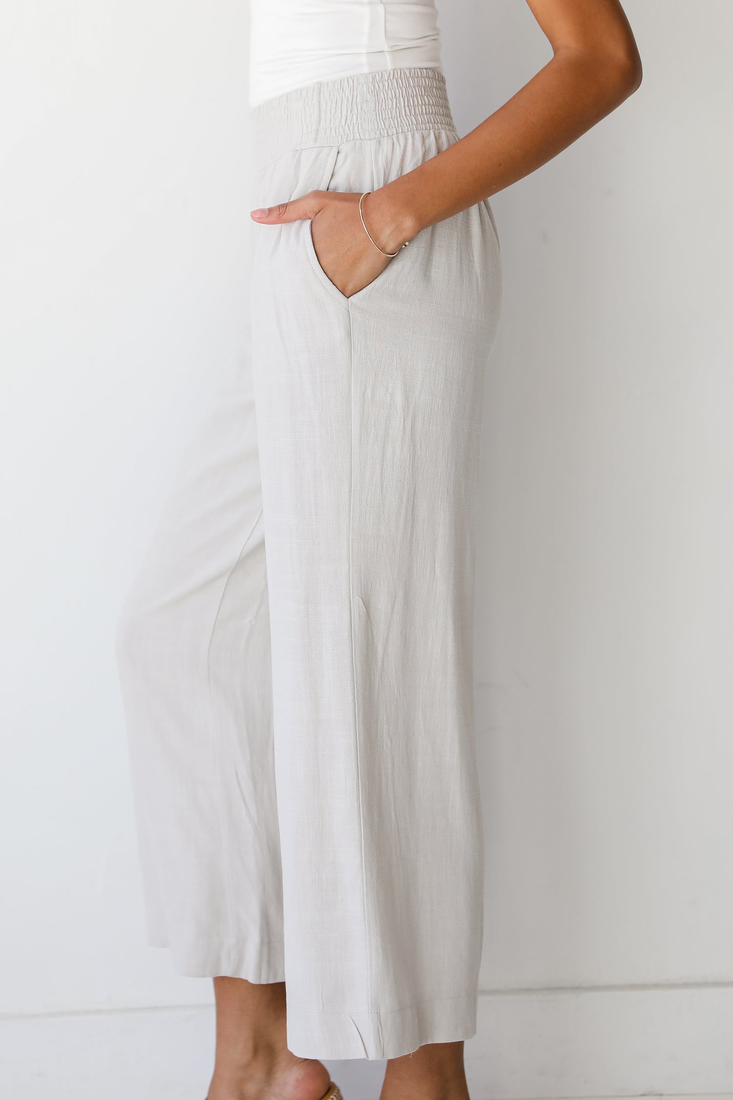 grey Linen Pants side view