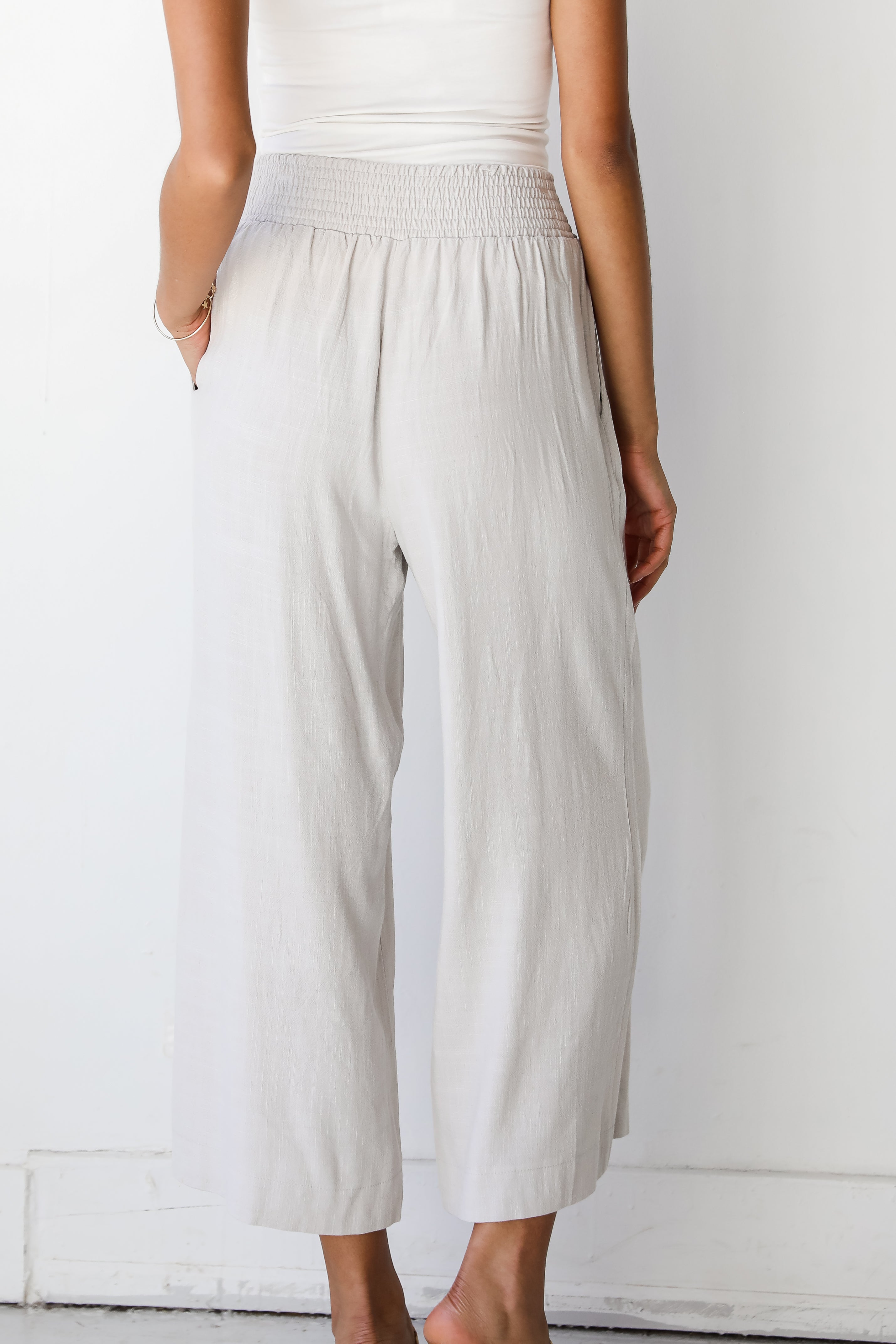 grey Linen Pants back view