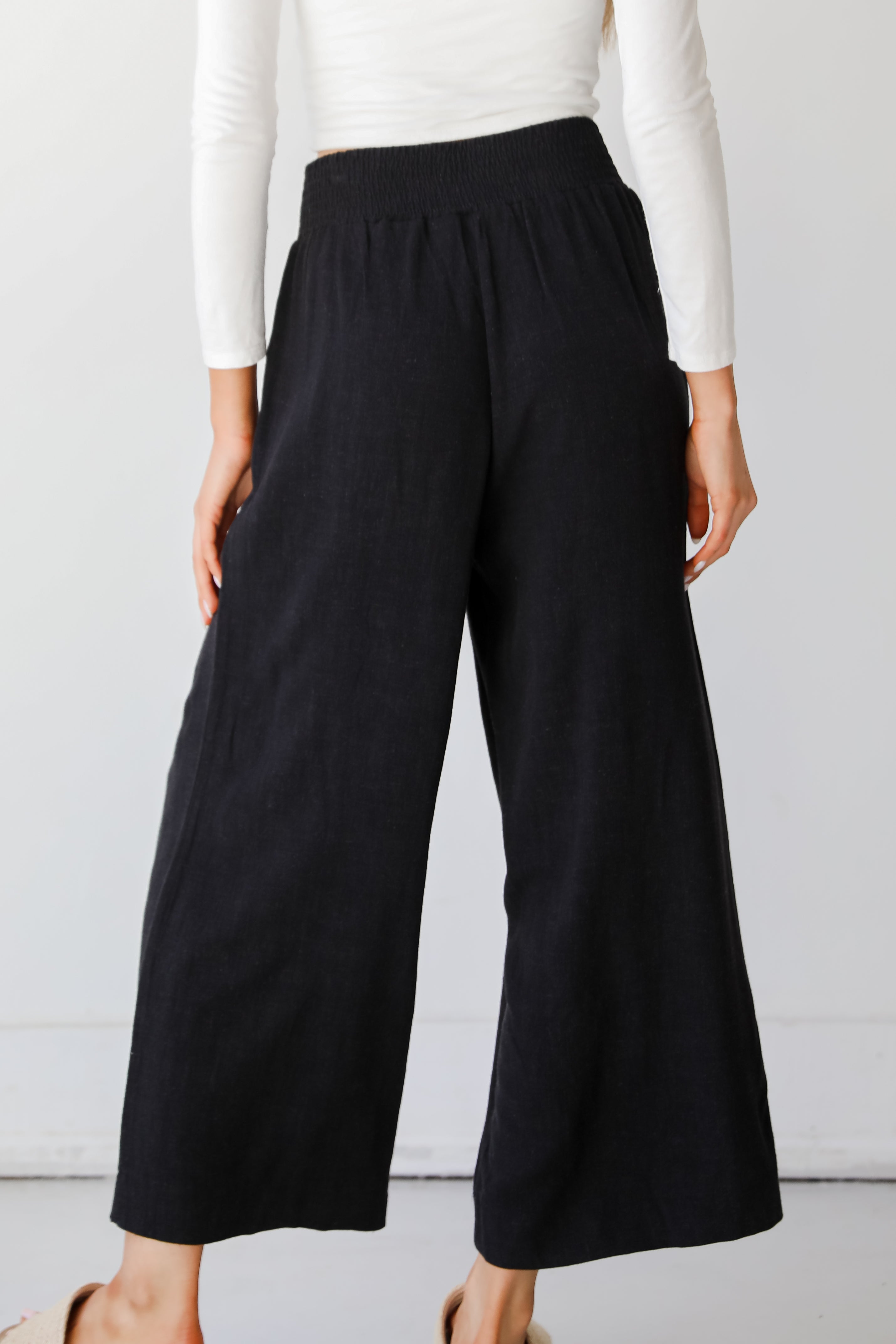 black Linen Pants back view