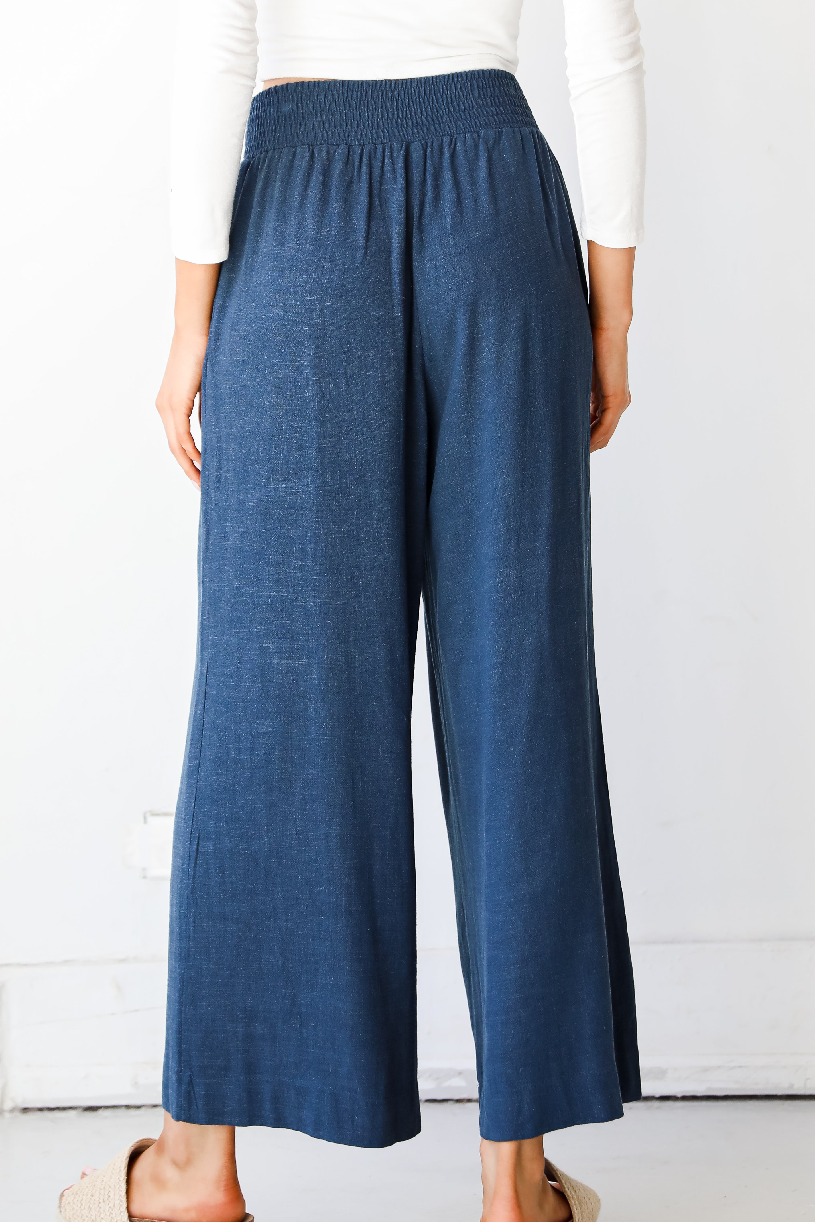navy Linen Pants back view