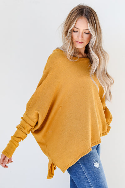 mustard Oversized Knit Top side view