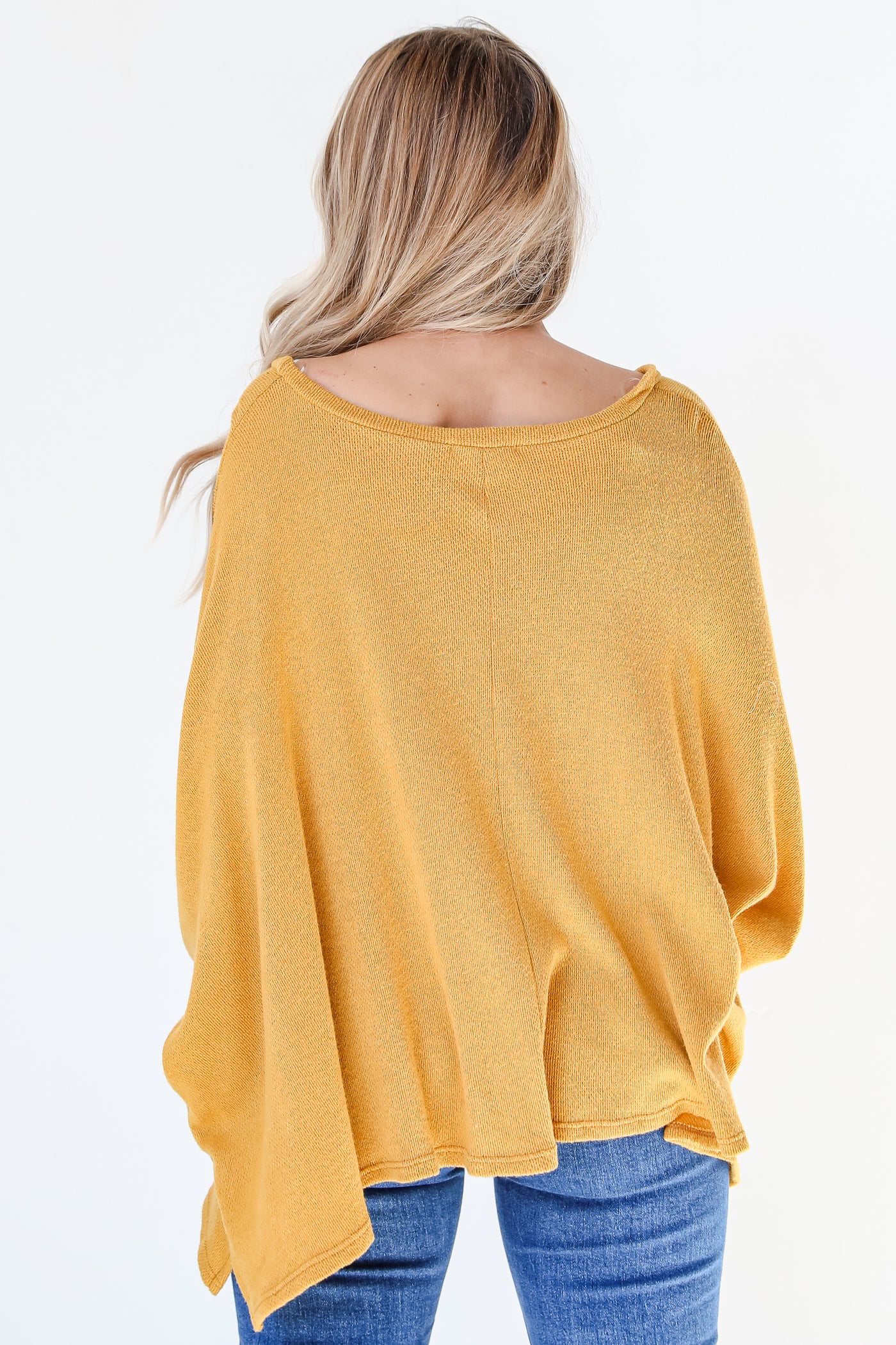 mustard Oversized Knit Top back view